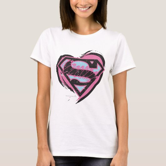 Supergirl Pinkロゴ(ハート) Tシャツ (正面)