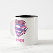 Supergirl Pink and Purple Grunge Logo ツートーンマグカップ (正面左)