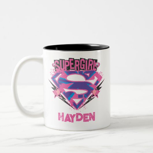 Supergirl Pink and Purple Grunge Logo ツートーンマグカップ (左)