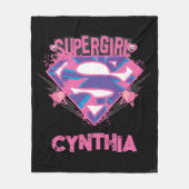 Supergirl Pink and Purple Grunge Logo フリースブランケット (正面)