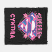 Supergirl Pink and Purple Grunge Logo フリースブランケット (正面(横))