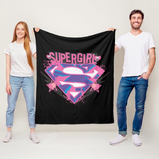 Supergirl Pink and Purple Grunge Logo フリースブランケット (インサイチュ)