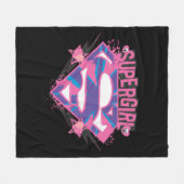 Supergirl Pink and Purple Grunge Logo フリースブランケット (正面(横))