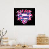 Supergirl Pink and Purple Grunge Logo ポスター (キッチン)