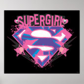 Supergirl Pink and Purple Grunge Logo ポスター (正面)