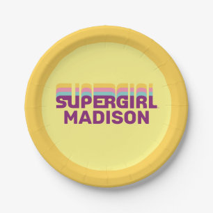 Supergirl Retro Colorshift Graphic ペーパープレート