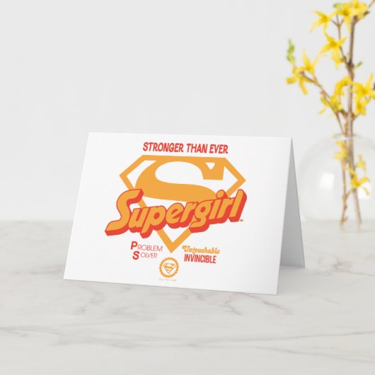 Supergirl Stronger Than Ever Retro Graphic カード (黄色い花)