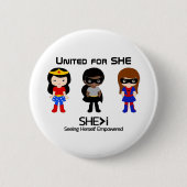 SUPERHEROブラックアウトライン統一された- for SHE 缶バッジ (正面)