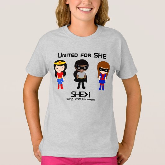 SUPERHEROブラックアウトライン統一された- for SHE Tシャツ (正面)