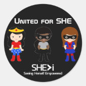 SUPERHERO白のアウトライン統一された- for SHE ラウンドシール (正面)