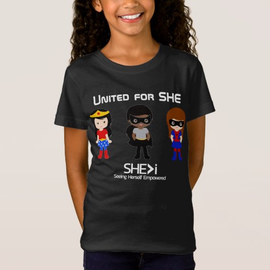 SUPERHERO白のアウトライン統一された- for SHE Tシャツ (正面)