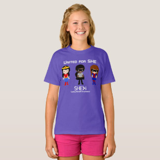 SUPERHERO白のアウトライン統一された- for SHE Tシャツ