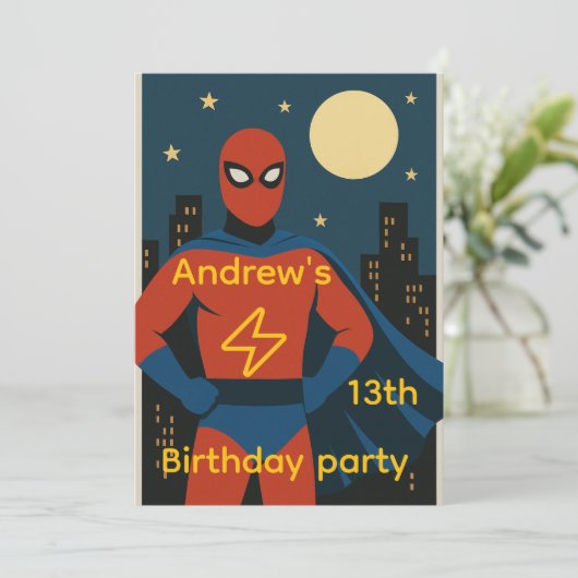 Superhero Birthday Party Invitation 招待状 (スタンド正面)