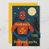 Superhero Birthday Party Invitation 招待状 (正面/裏面)