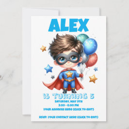 Superhero Boy Birthday Invitation | Editable  招待状