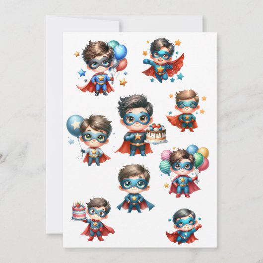 Superhero Boy Birthday Invitation | Editable  招待状 (裏面)