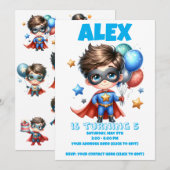 Superhero Boy Birthday Invitation | Editable  招待状 (正面/裏面)