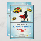 Superhero Boy Birthday Party 招待状 (正面/裏面)