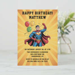 Superhero Boys Birthday Party 招待状