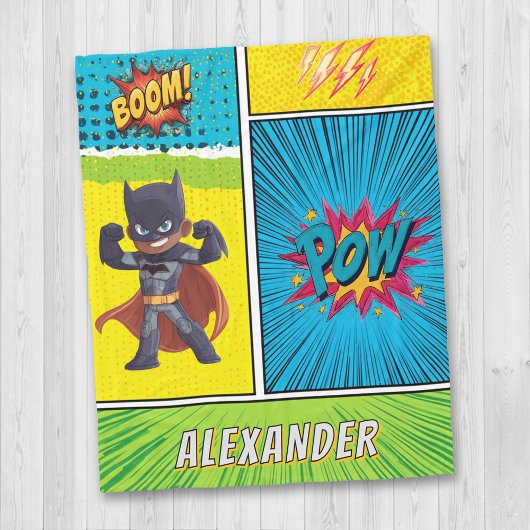 Superhero Boys Custom Name Blanket Personalised フリースブランケット