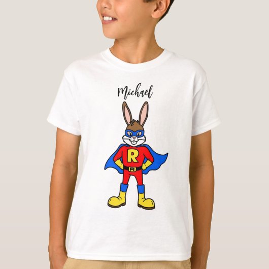 Superhero Bunny Editable Name Feature Tシャツ (正面)