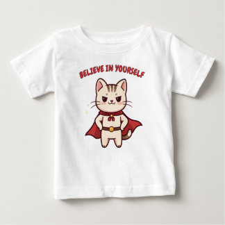 Superhero Cat Believe in Yourself  ベビーTシャツ