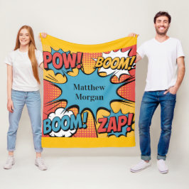 Superhero Comic Book Pop Art Boy Birthday Gift フリースブランケット