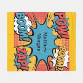 Superhero Comic Book Pop Art Boy Birthday Gift フリースブランケット (正面(横))