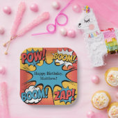 Superhero Comic Book Pop Art Boy Birthday Party ペーパープレート (パーティー)