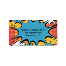Superhero Comic Book Pop Art Boy Birthday Party ラベル