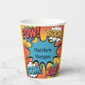 Superhero Comic Book Pop Art Boy Birthday Party 紙コップ (裏面)