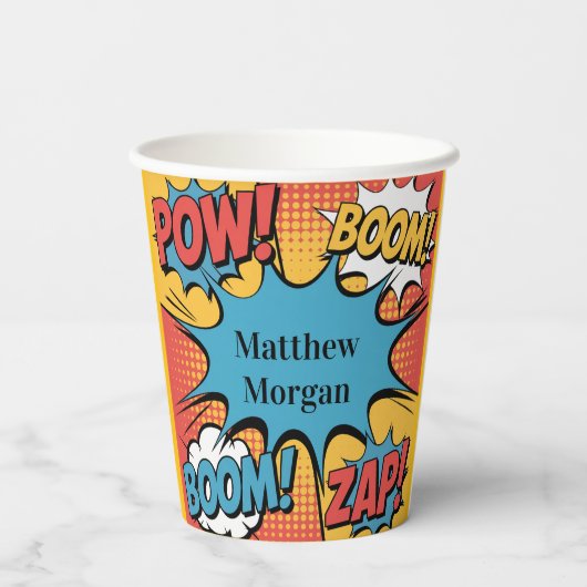 Superhero Comic Book Pop Art Boy Birthday Party 紙コップ (裏面)