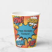 Superhero Comic Book Pop Art Boy Birthday Party 紙コップ (正面)