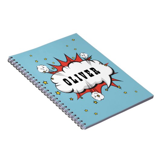 Superhero Comic Speech Bubble Boy Name ノートブック (右側)
