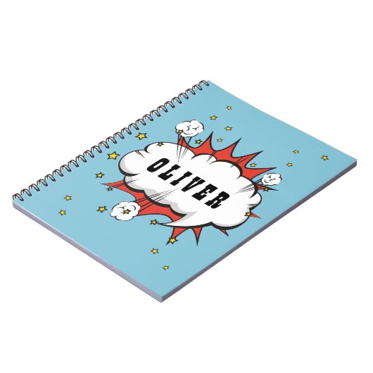 Superhero Comic Speech Bubble Boy Name ノートブック (左側)