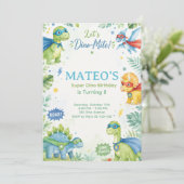 Superhero Dinosaur Watercolor Birthday Party Paste 招待状 (スタンド正面)