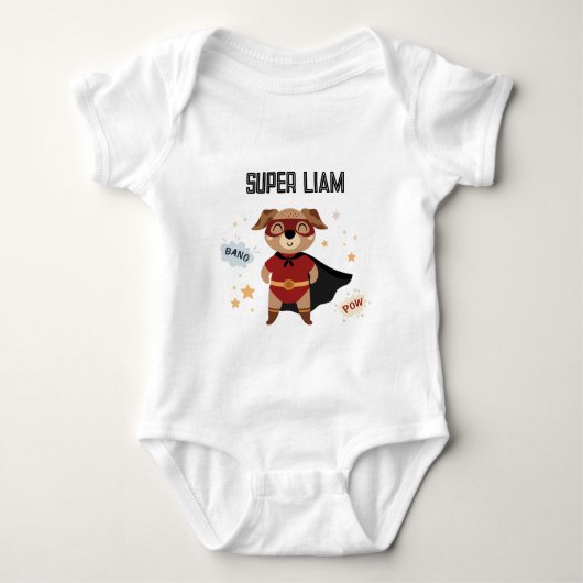 Superhero Dog Baby Toddler T-shirt ベビーボディスーツ (正面)