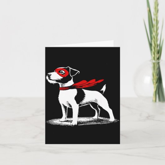 Superhero Dog Cape Illustration Funny Loyal Pet He カード (正面)