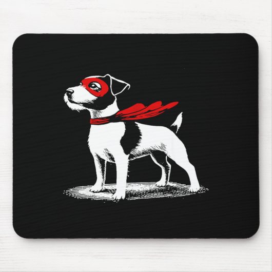 Superhero Dog Cape Illustration Funny Loyal Pet He マウスパッド (正面)