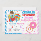 Superhero & Donut Joint Birthday Invitation 招待状 (正面)