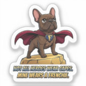 Superhero French Bulldog Cute Frenchie Hero Design シール (正面)