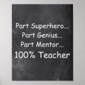 Superhero Genius Mentor Teacher Class Decoration ポスター (正面)