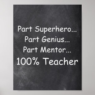 Superhero Genius Mentor Teacher Class Decoration ポスター