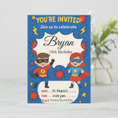 Superhero Kids Birthday Invitation | Comic Style B 招待状 (スタンド正面)