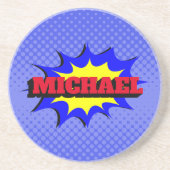 Superhero Kids Comic Book Personalized Name コースター (正面)