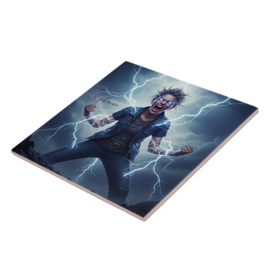 Superhero Lightning Energy Woman  タイル (側面)