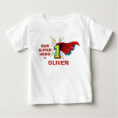 Superhero Number 1 with Cape First Birthday ベビーTシャツ (正面)