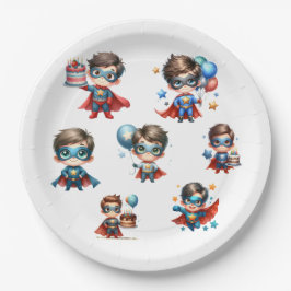 Superhero Paper Plate Boy Birthday Party Tableware ペーパープレート