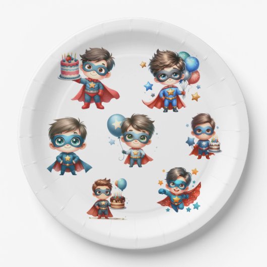 Superhero Paper Plate Boy Birthday Party Tableware ペーパープレート (正面)