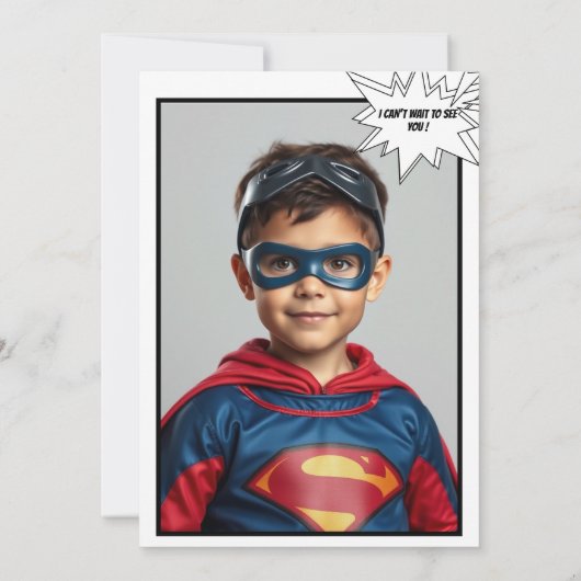 Superhero Party Comic Book Birthday Photo 招待状 (裏面)